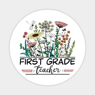 First Grade Teacher Wildflower Back To School Floral Outfit Magnet